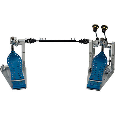 DW Colorboard Machined Chain Drive Double Bass Drum Pedal With Cobalt Footboard