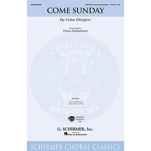 G. Schirmer Come Sunday SATB arranged by Paris Rutherford