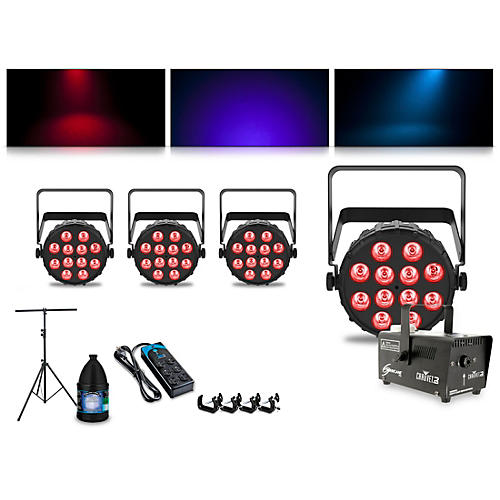 CHAUVET DJ Complete Lighting Package with Four SlimPAR T12 BT and Hurricane 700 Fog Machine
