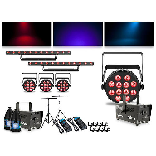 CHAUVET DJ Complete Lighting Package with SlimPAR T12 BT, ColorBAND T3 BT and Hurricane 700 Fog Machine