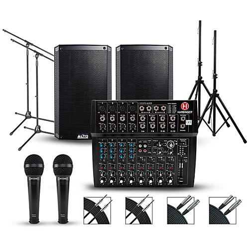 Complete PA Package with Harbinger L1202FX 12-channel Mixer and Alto Truesonic 2 Series Active Speakers