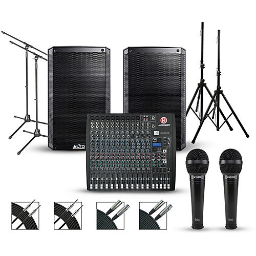Complete PA Package with Harbinger L2404FX-USB 24-channel Mixer with Alto Truesonic 2 Series Active Speakers
