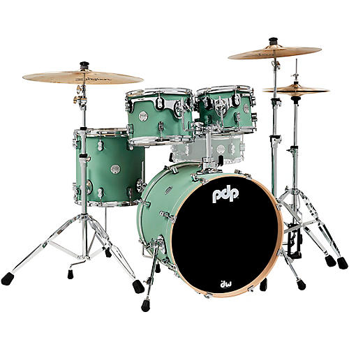 PDP by DW Concept Maple 4-Piece Fusion Shell Pack with Chrome Hardware Satin Seafoam