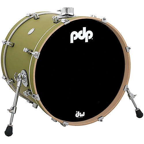 PDP by DW Concept Maple Bass Drum with Chrome Hardware 20 x 16 in. Satin Olive