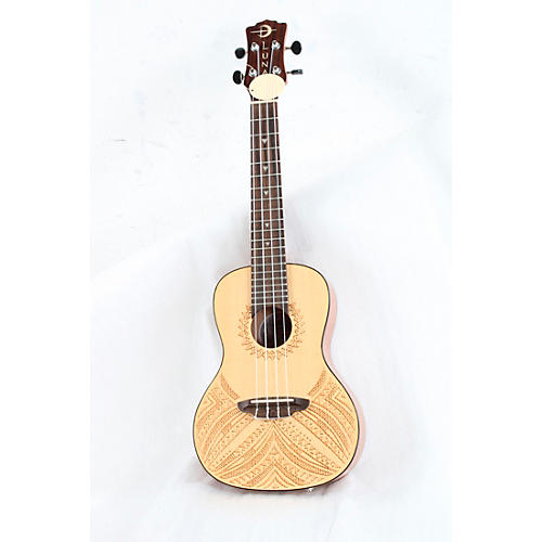 Luna Concert Solid Spruce Top Tapa Design Acoustic Electric Ukulele Condition 3 - Scratch and Dent Natural 194744640155