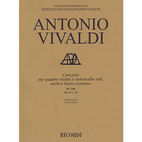 Ricordi Concerto B Minor RV 580, Op. III No. 10 String Orchestra Series Softcover Composed by Antonio Vivaldi