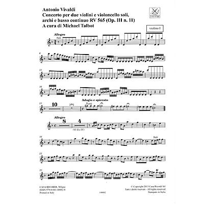 Ricordi Concerto D Minor, RV 565, Op. III, No. 11 String Orchestra Series Softcover Composed by Antonio Vivaldi