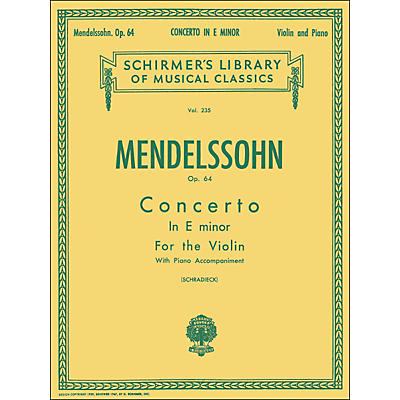G. Schirmer Concerto E Minor Op 64 Violin Piano By Mendelssohn