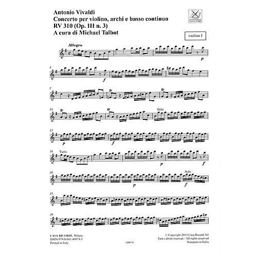 Concerto G Major, RV 310, Op. III, No. 3 String Orchestra Series Softcover Composed by Antonio Vivaldi