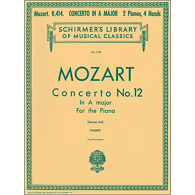 G. Schirmer Concerto No 12 A Major K414 2 Pianos 4 Hands Score By Mozart