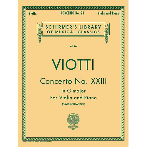 G. Schirmer Concerto No 23 G Major Violin Piano By Viotti