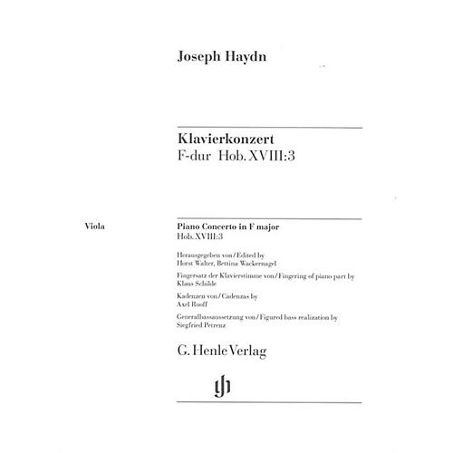 G. Henle Verlag Concerto for Piano (Harpsichord) and Orchestra F Major Hob.XVIII:3 Henle Music by Joseph Haydn