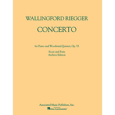 G. Schirmer Concerto for Piano and Woodwind Quintet, Op. 53 (Score and Parts) Ensemble Series by Wallingford Riegger