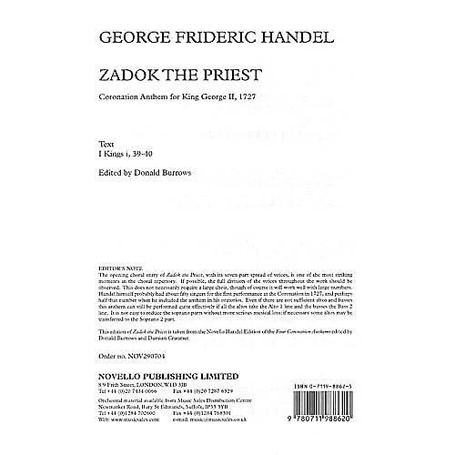 Novello Coronation Anthem No.1 'Zadok The Priest' SSAATBB Composed by George Friedrich Handel Edited by Donald Burrows