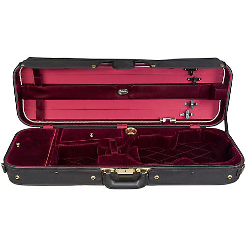Bobelock Corregidor Professional Oblong Suspension Violin Case 4/4 Size Black Exterior, Wine Interior