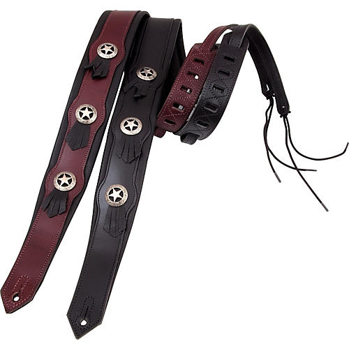 Country Leather Guitar Strap with Star Conchos