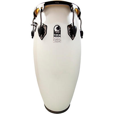 Toca Custom Deluxe Fiberglass Conga Margarita Blanca With Black Mirror Chrome Hardware