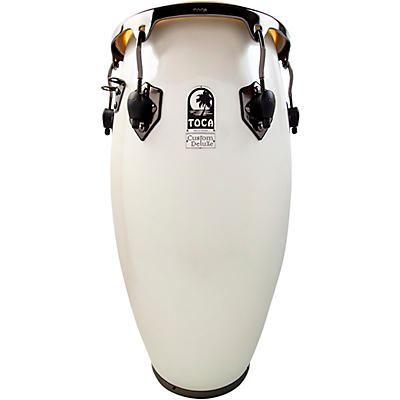 Toca Custom Deluxe Fiberglass Conga Margarita Blanca With Black Mirror Chrome Hardware