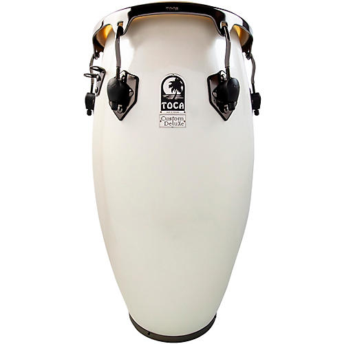 Toca Custom Deluxe Fiberglass Conga Margarita Blanca With Black Mirror Chrome Hardware 12.50 in.