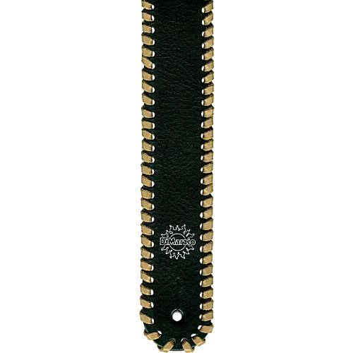 Custom Italian Black Leather Whipstitch Guitar Strap