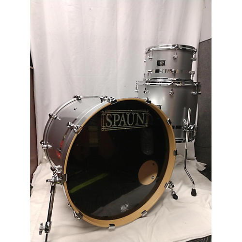 Spaun Custom Series Drum Kit Silver Sparkle w/ Mirror Stripe