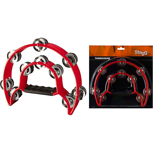 Stagg Cutaway Tambourine With 20 Jingles Red