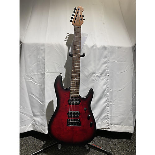 Sterling by Music Man Cutlass Jason Richardson 7 String Solid Body Electric Guitar Dark Scarlet Burst Satin