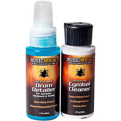 Music Nomad Cymbal Cleaner and Drum Detailer Combo Pack, 2 oz.