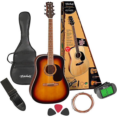 Mitchell D120PK Acoustic Guitar Value Package Sunburst