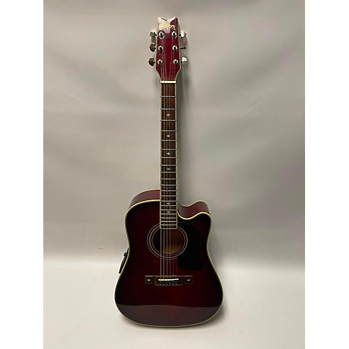 Washburn D17CE Acoustic Electric Guitar Trans Red