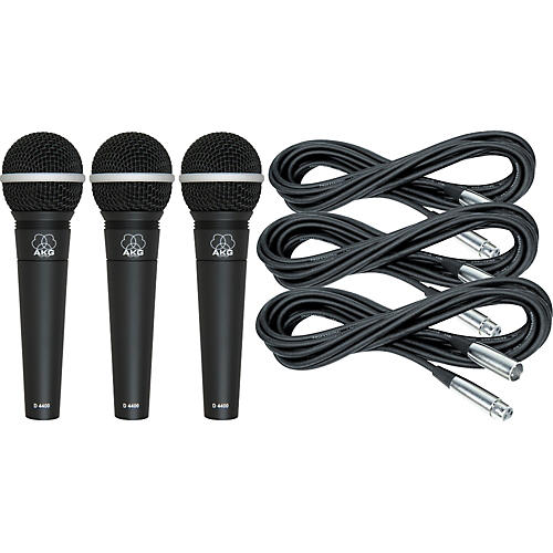 D4400 Premium Vocal Mic Three Pack With Cables