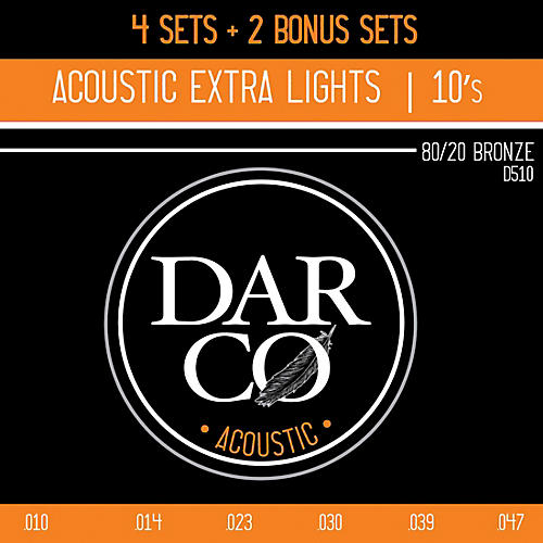 D510 80/20 Extra Light 6 Set Value Pack Acoustic Guitar Strings