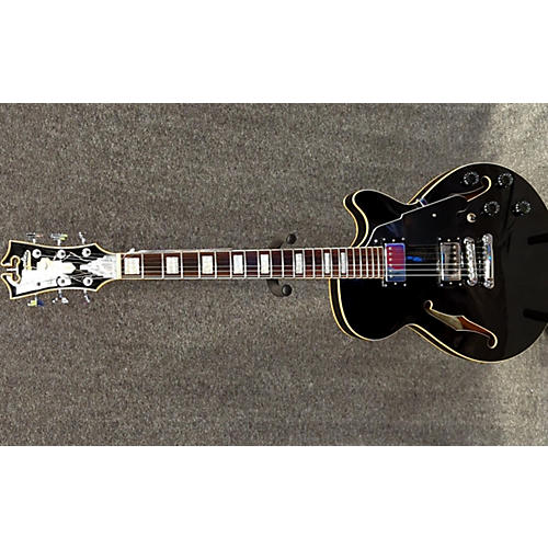 D'Angelico DAPSSSBKCSCB Hollow Body Electric Guitar Black