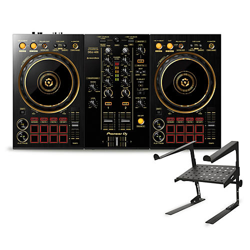 Pioneer DJ DDJ-400-N Limited Edition Gold 2-Channel DJ Controller with  Laptop Stand