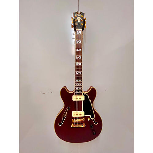 D'Angelico DELUXE MINI DC Hollow Body Electric Guitar SATIN WINE RED