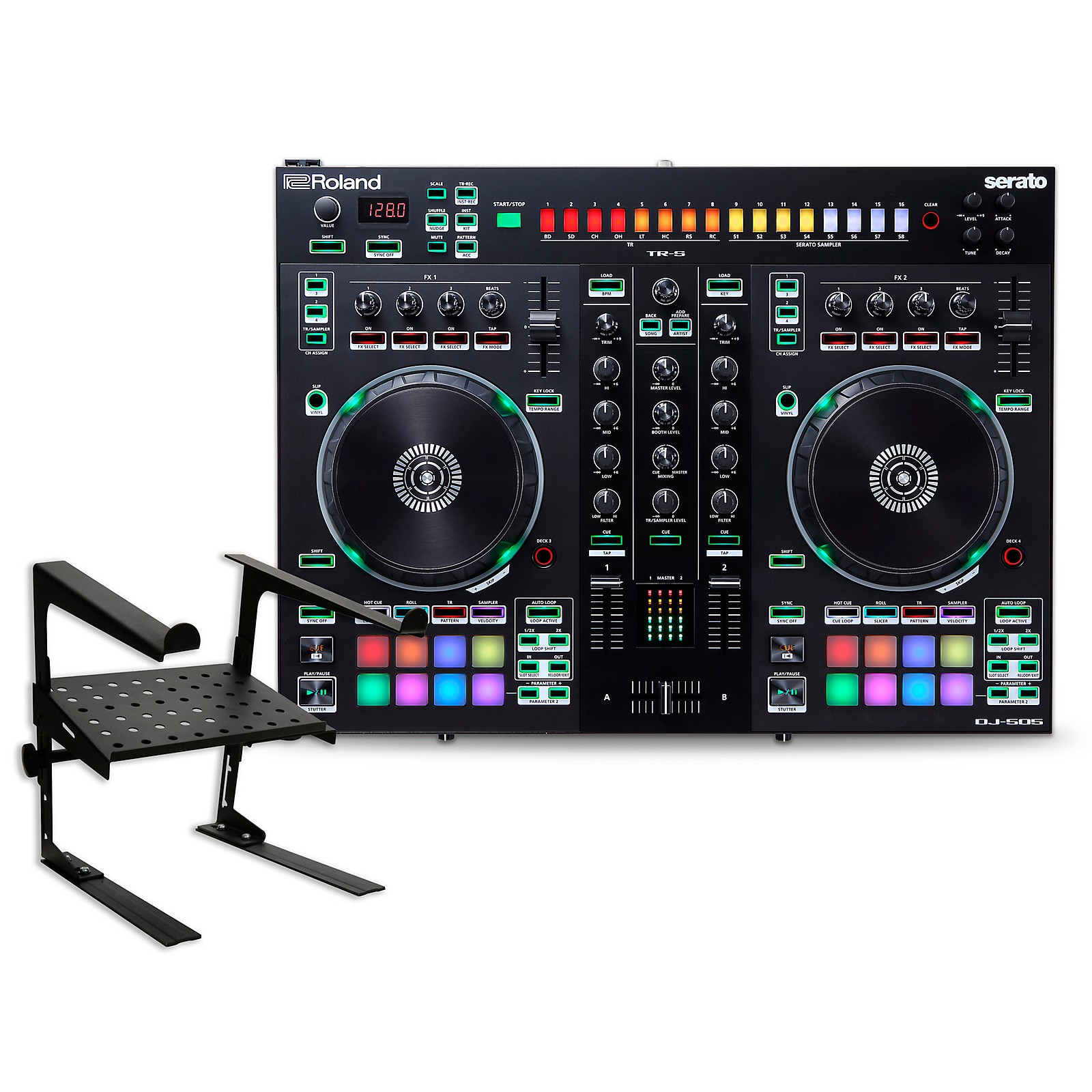 Roland DJ505 DJ Controller with Laptop Stand Musician's Friend