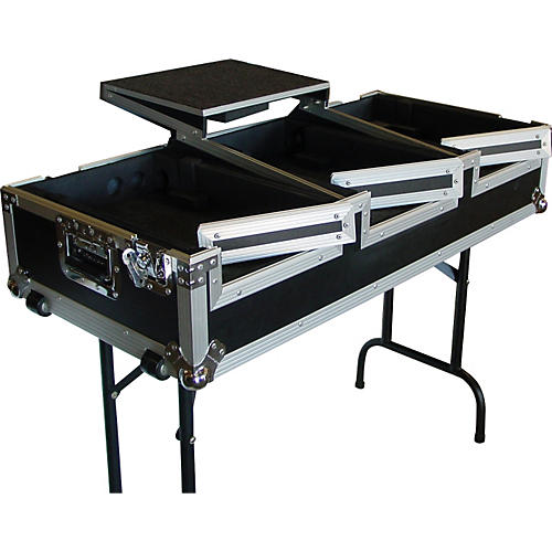 DJ CD Coffin Case with Laptop Shelf and Folding Table Legs