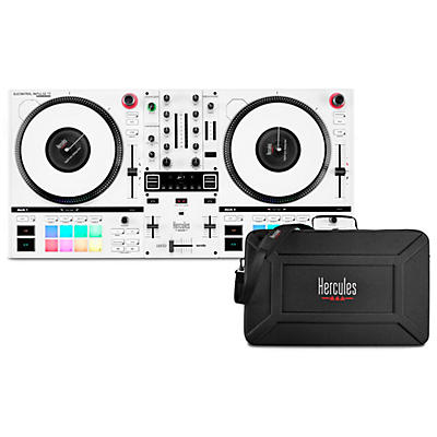 Hercules DJ DJControl Inpulse T7 2-Channel Motorized DJ Controller in Limited-Edition White with Bag