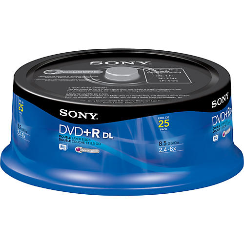 DVD+R Double Layer 8X 8.5GB 25 Disc Spindle