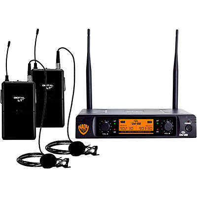 Nady DW-22 Dual Digital Wireless Handheld, Lapel & Headset Microphone System - QPSK modulation - XLR and 1/4" outputs