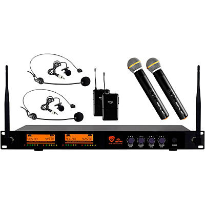 Nady DW-44 Quad Digital Wireless Handheld, Lapel & Headset Microphone System - QPSK modulation - XLR and 1/4" outputs