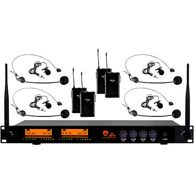 Nady DW-44 Quad Digital Wireless Lapel & Headset Microphone System - QPSK modulation - XLR and 1/4" outputs