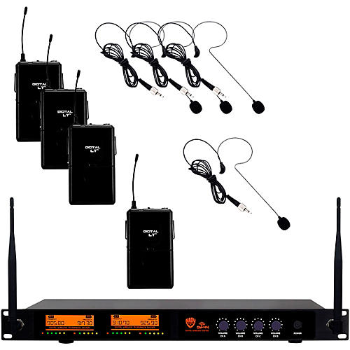 Nady DW-44 Quad Digital Wireless System with Headset Microphone Black