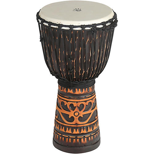 X8 Drums Deep Carve Antique Chocolate Djembe Drum 10 in.