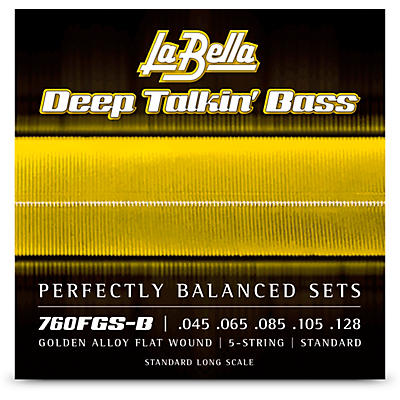 LaBella Deep Talkin' Bass Golden Alloy Flat Wound 5-String Bass Strings