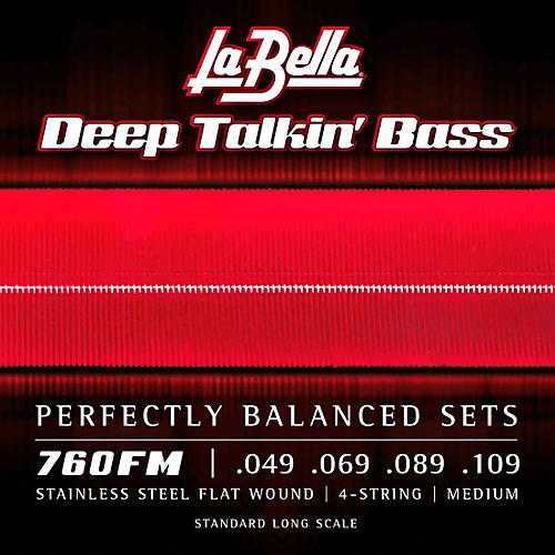 LaBella Deep Talkin' Bass Stainless Steel Flat Wound 4-String Bass Strings Medium (49 - 109)