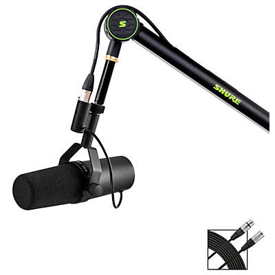Shure Deluxe Articulating Desktop Mic Boom Stand With SM7B Microphone & 15' XLR Cable