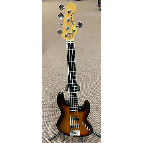 Squier Deluxe Jazz Bass Active V 5 String Electric Bass Guitar 3 Tone Sunburst