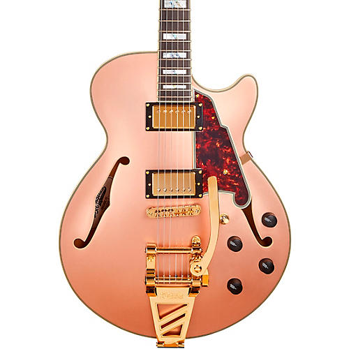 D'Angelico Deluxe SS Semi-Hollow Electric Guitar with D'Angelico Shield Tremolo Matte Rose Gold