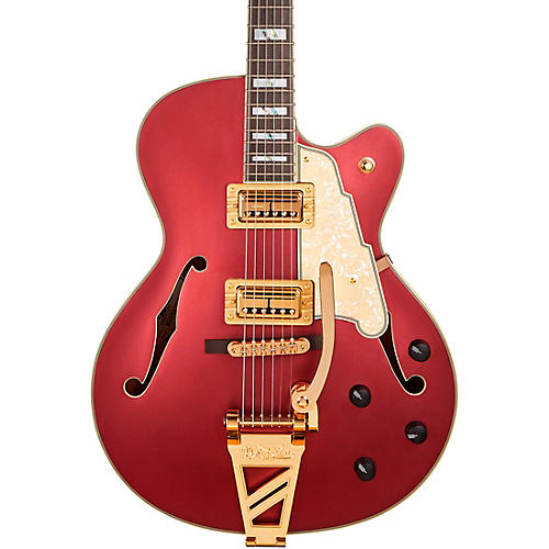 D'Angelico Deluxe Series 175 Hollowbody Electric Guitar USA TV Jones Humbuckers D'Angelico Shield Tremolo Matte Wine